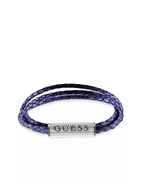 GUESS BOND STREET Steel and leather bracelet steel/jazz blue - Men's Bracelets