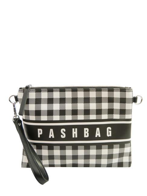 PASH BAG TWEEDY Clutch bag with cuff and shoulder strap black/white - Women’s Bags