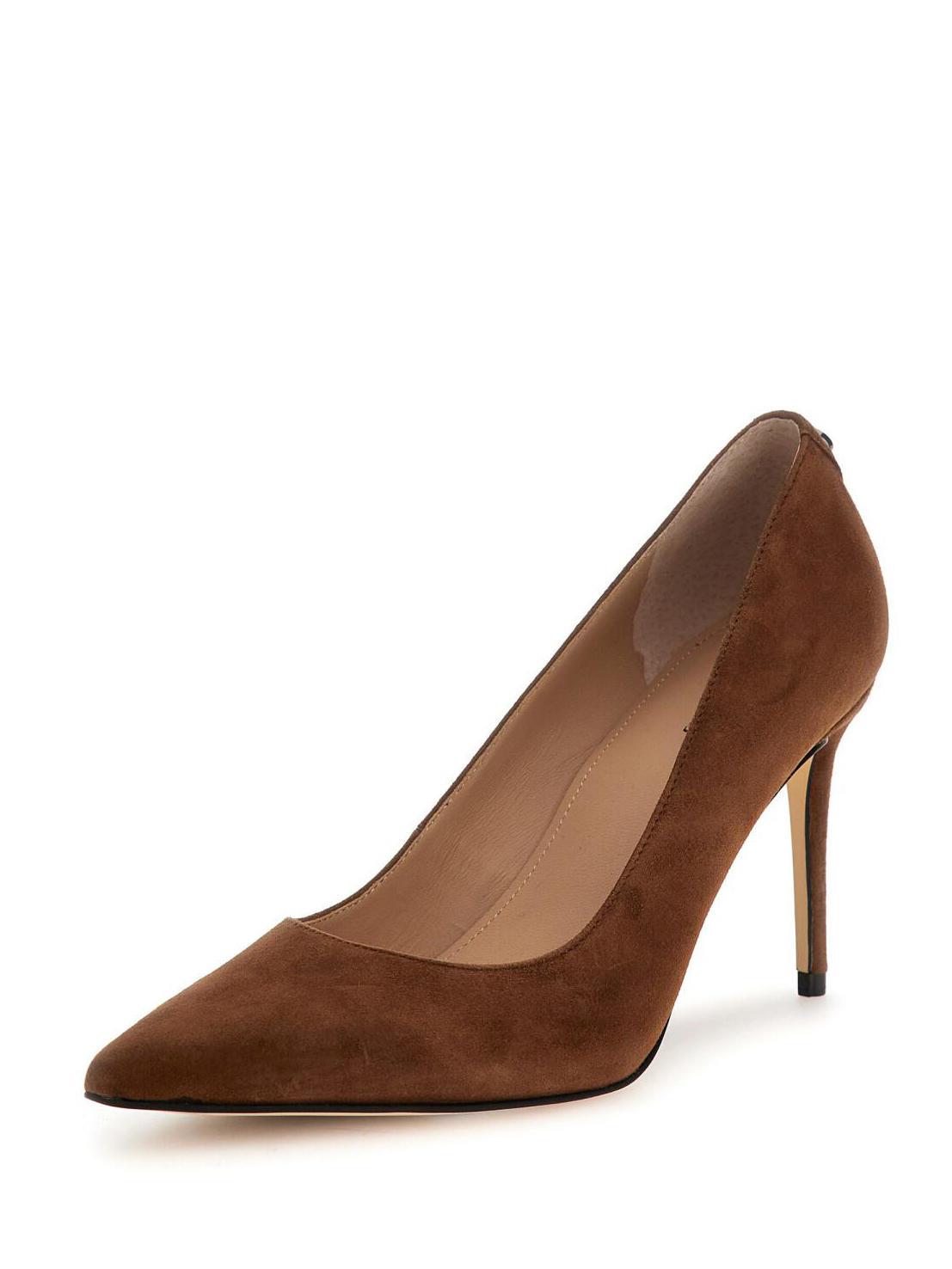 Guess Rica4 High Pumps In Suede Leather Brown Buy At Outlet Prices